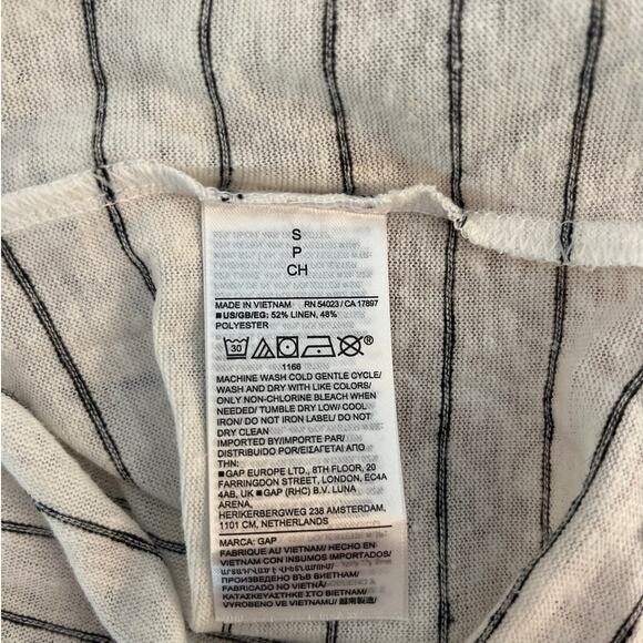 Gap Womens Linen Blend White Black Striped Short Sleeve Scoop Tee Size Small NWT - Picture 5 of 7